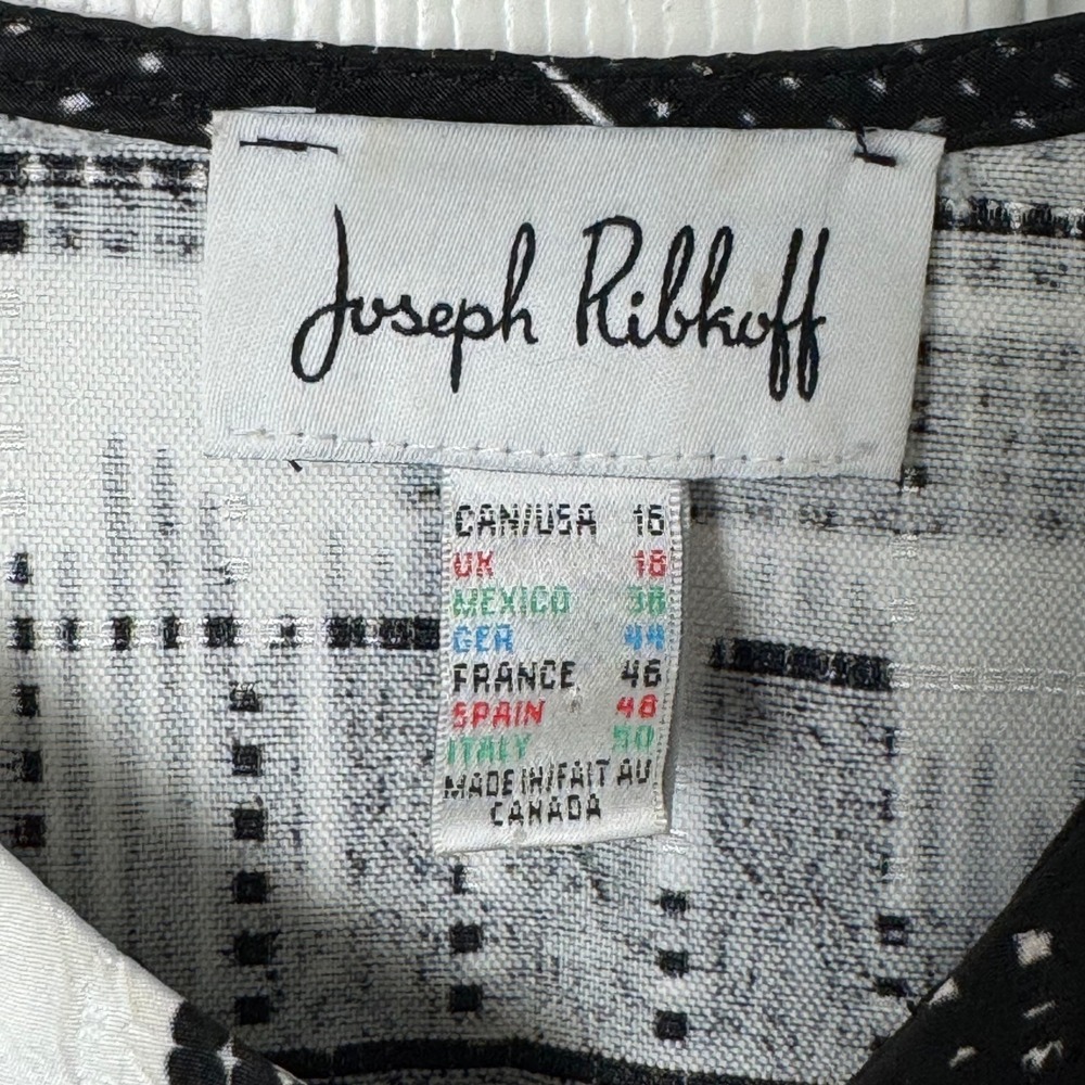 Joseph Ribkoff Jacket Womens 16 Black White Textured Asymmetric Swing Jacket - Picture 3 of 4